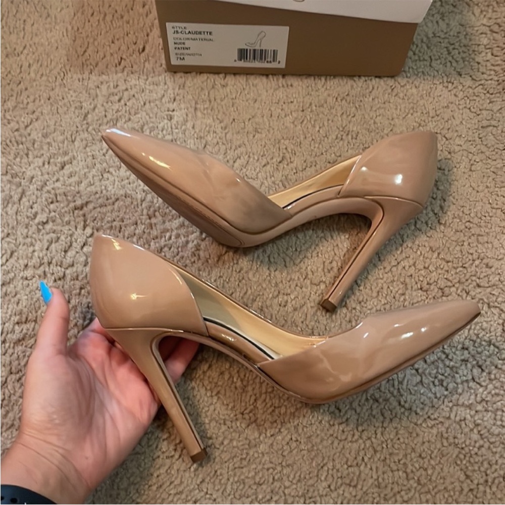 Jessica Simpson Tan Patent Leather Heels